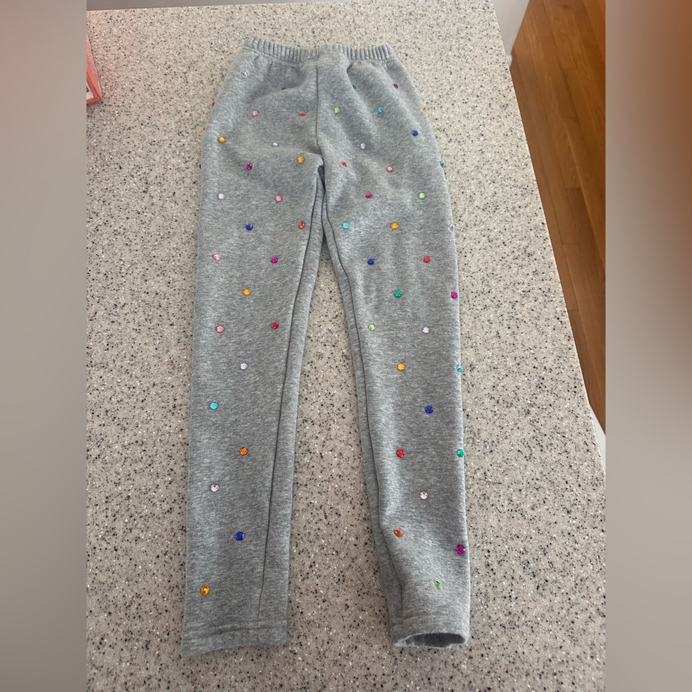 Lola and the boys Kids Gray Joggers with Colorful gems